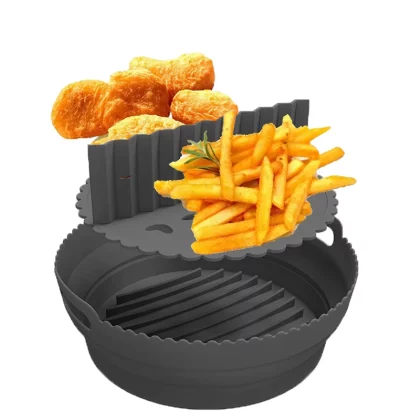 Air Fryer Silicone Basket Round Reusable, Black